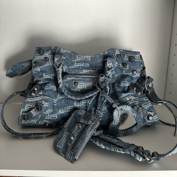 Neo Cagole XS studded printed denim tote